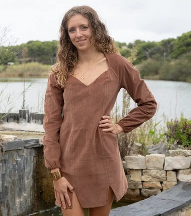 robe mia en velours marron