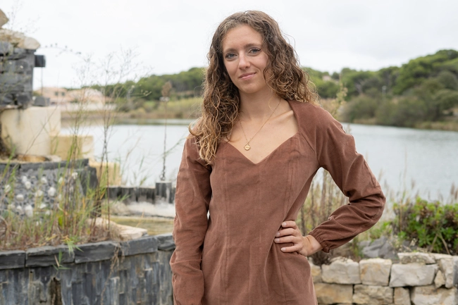 robe mia en velours marron