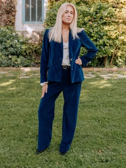 pantalon selene en velours marine