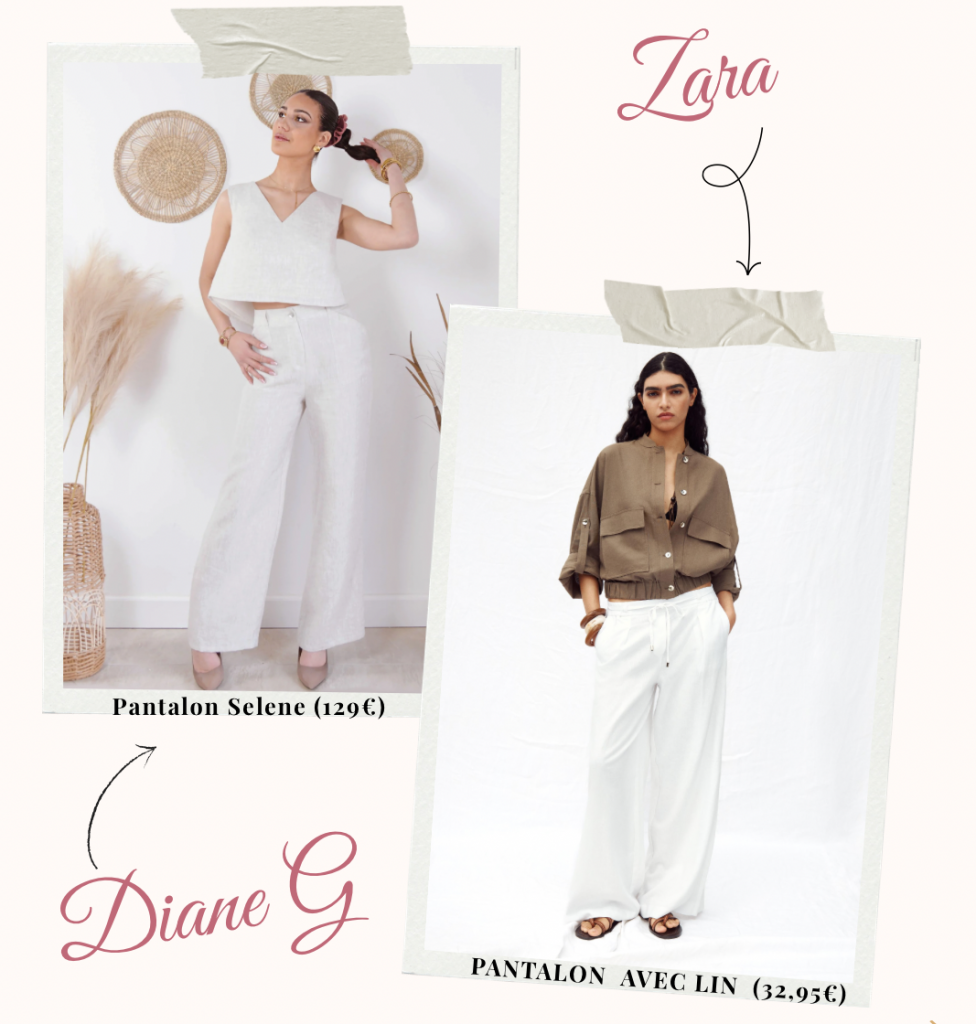 comparaison pantalon diane g et zara