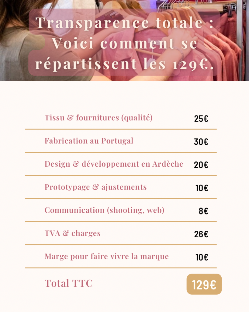 détails du prix d'un pantalon