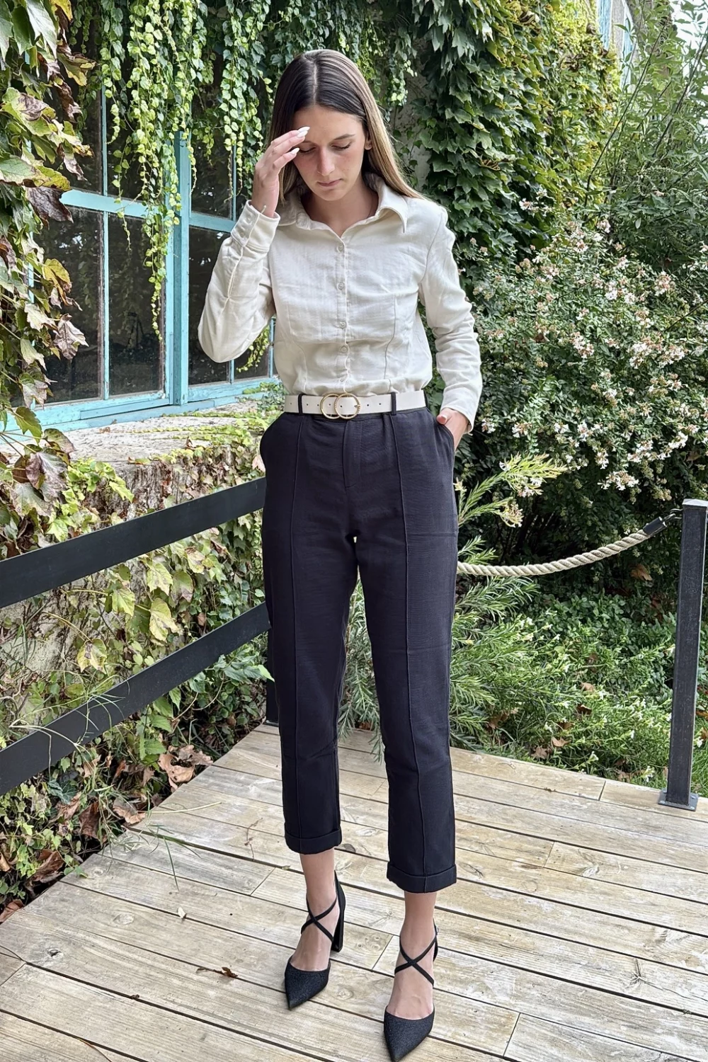 pantalon coton noir kiara