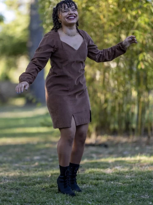 robe velours marron diane g