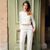 Pantalon Elise – Blanc brodé