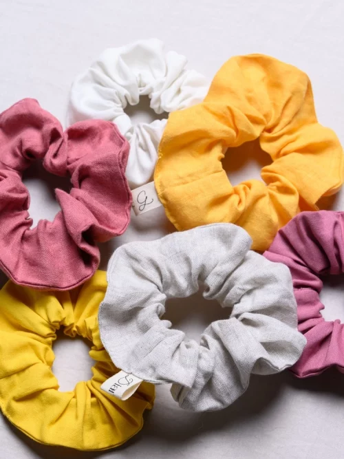 Chouchous Thalia Diane G. en lin et coton, tous coloris — accessoires cheveux slow fashion France